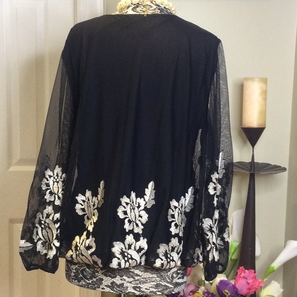 EUC Alfani Embroidered Formal Top, XL - Picture 3 of 10